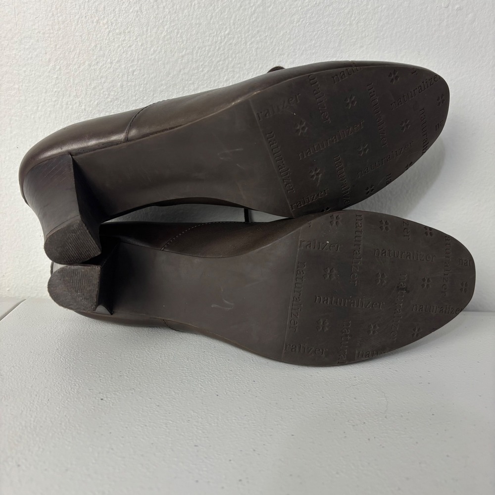 Vtg Naturalizer Brown Leather Oxford Heels 9.5 Academia Edwardian CottageCore - Picture 11 of 14